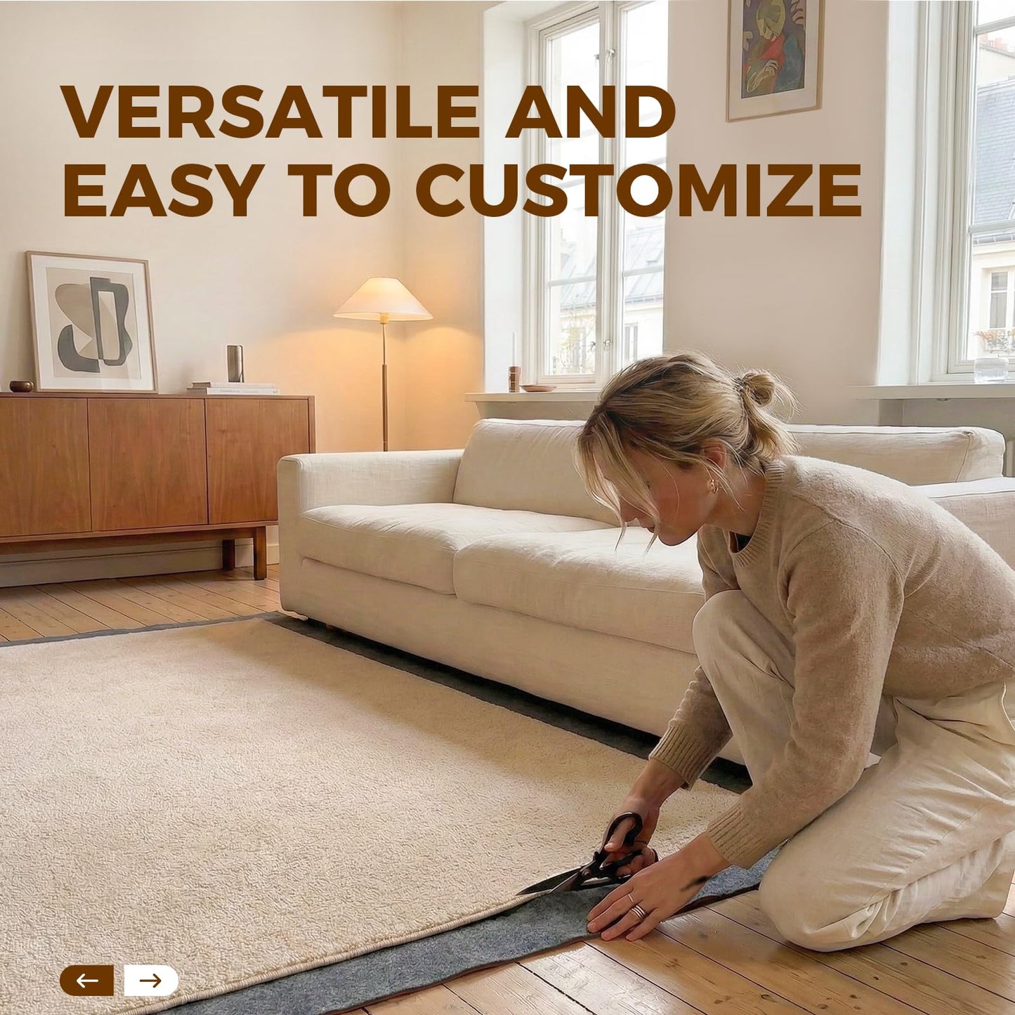 Rug Pad 5 x 7 Ft Non-Slip, Felt and Natural Rubber Backing, 1/4" Thick, Cushioned Gripper Pads, Keep Rugs in Place, Carpet Runners, Protective Padding Under Area Rugs, Hardwood Floors Protection