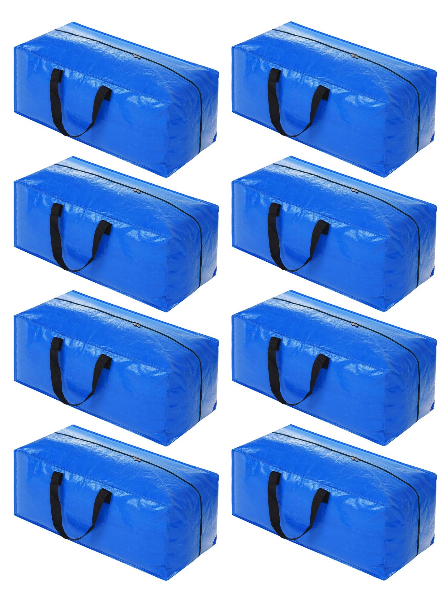 8 Pack Heavy Duty Extra Large Moving Bags Storage Tote - Strong Handles& Backpack Straps - Space Saving Storage Bags Alternative to Moving Boxes and Bins,Compatible with Ikea Frakta Cart, Blue