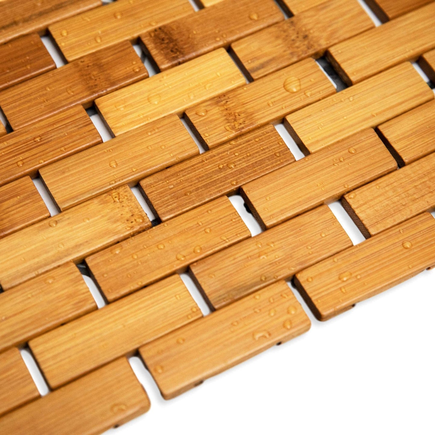 Bamboo Bath Mat - Foldable, 34x18-Inch Wood Bathmat for Bathroom Sauna Spa Door Kitchen Floor and Countertops - Modern Farmhouse Decor Accessory