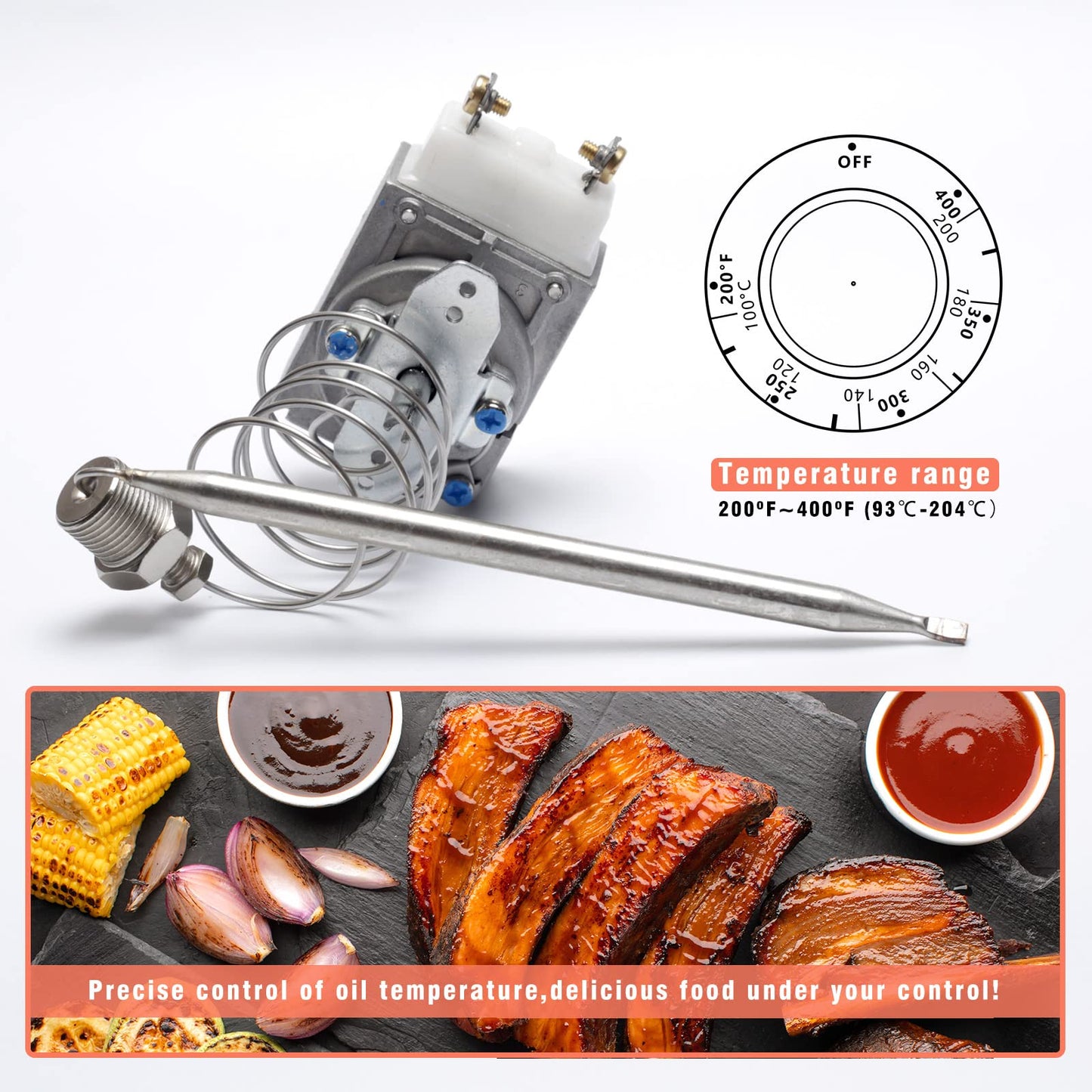 RX-2-24 Thermostat for Deep Fryer with 3/8" Mpt Stuff Box Replacement for Atosa 301030004 RX-10-24 RX-2-30 RX Millivolt Thermostat 00-913153 Replacement for Adcraft deep Fryer 200-400F with 3/8"