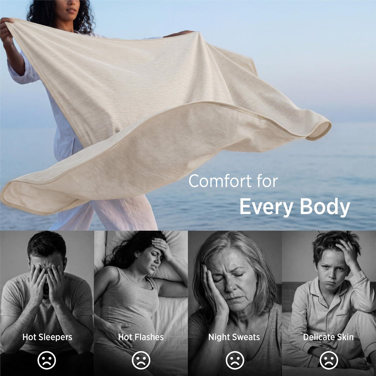 Bedsure Oat Beige Cooling Blanket Twin XL for Hot Sleepers -Summer Cold Blanket with Rayon Derived from Bamboo for Twin Size Bed, Ice Cool Cold Lightweight Arc-Chill Thin Summer Bedding, 60x90