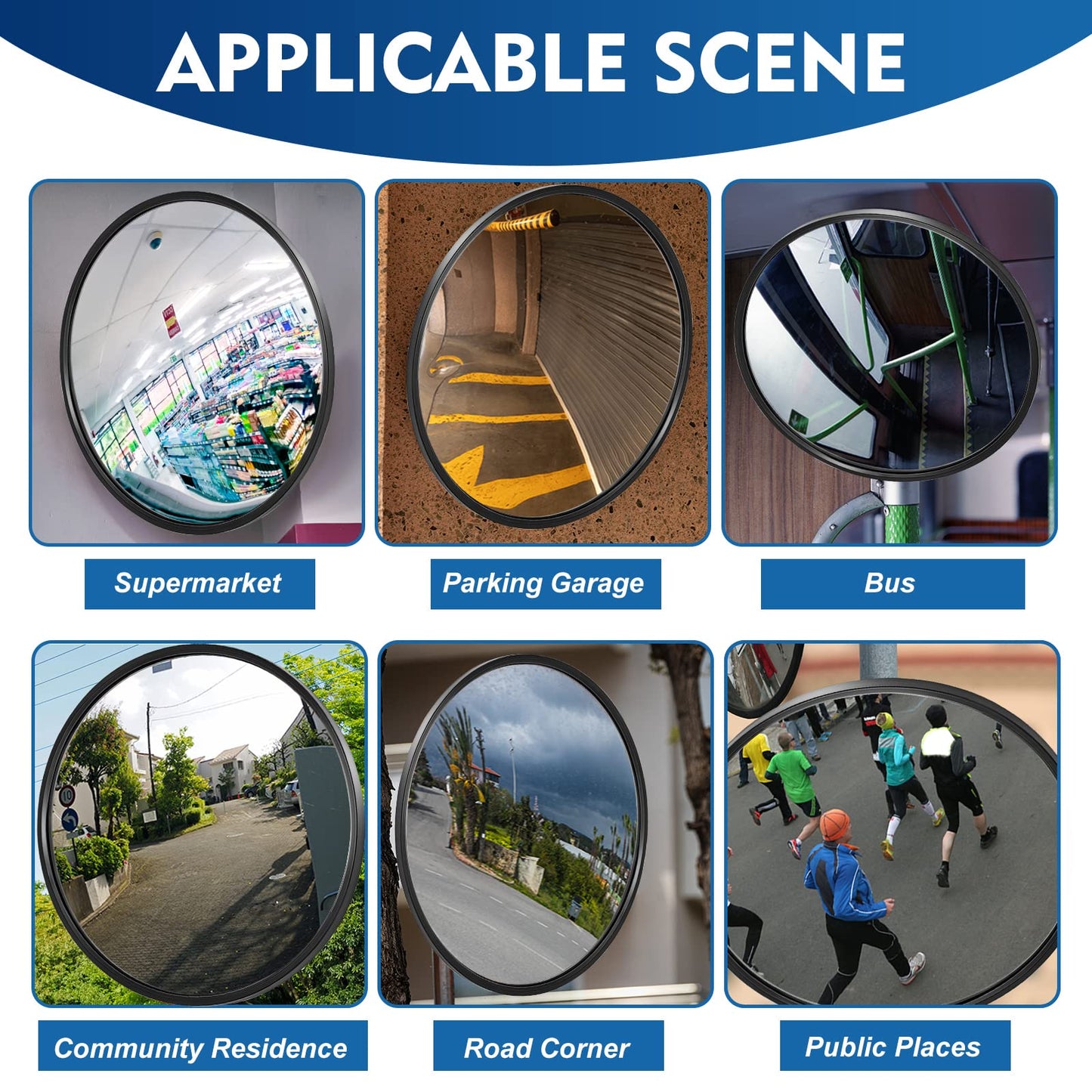 Maitys 2 Pcs Convex Mirror Acrylic Safety Security Traffic Corner Mirrors Adjustable Wide Angle View with Fixing Bracket for Indoor Outdoor Garage School Classroom Warehouse(18 Inch)