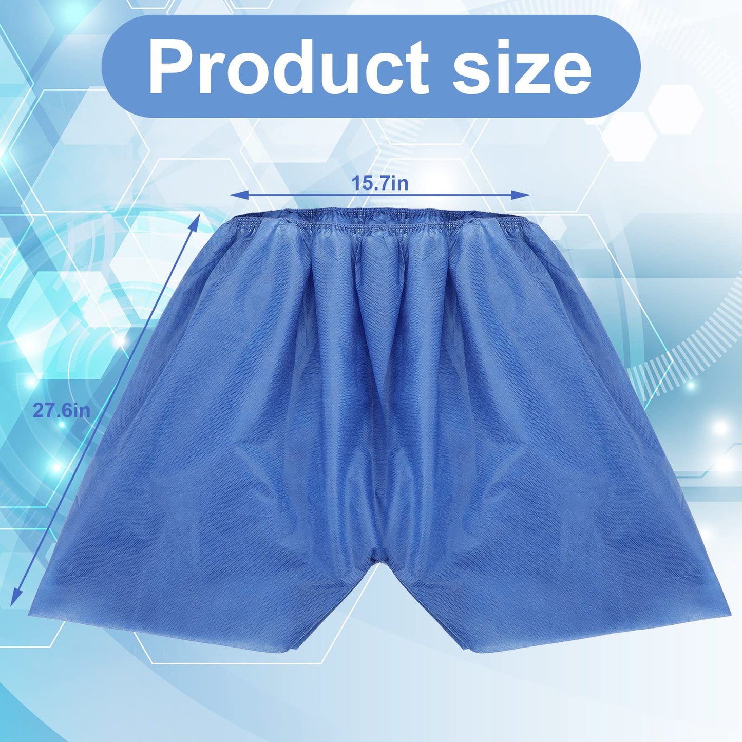 100 Pcs Disposable Exam Shorts Medical Patient Short Unisex Exam Wear Non Woven with Elastic Waistband Large Bottoms for Examination Massage Spray Tan Spa(Blue)