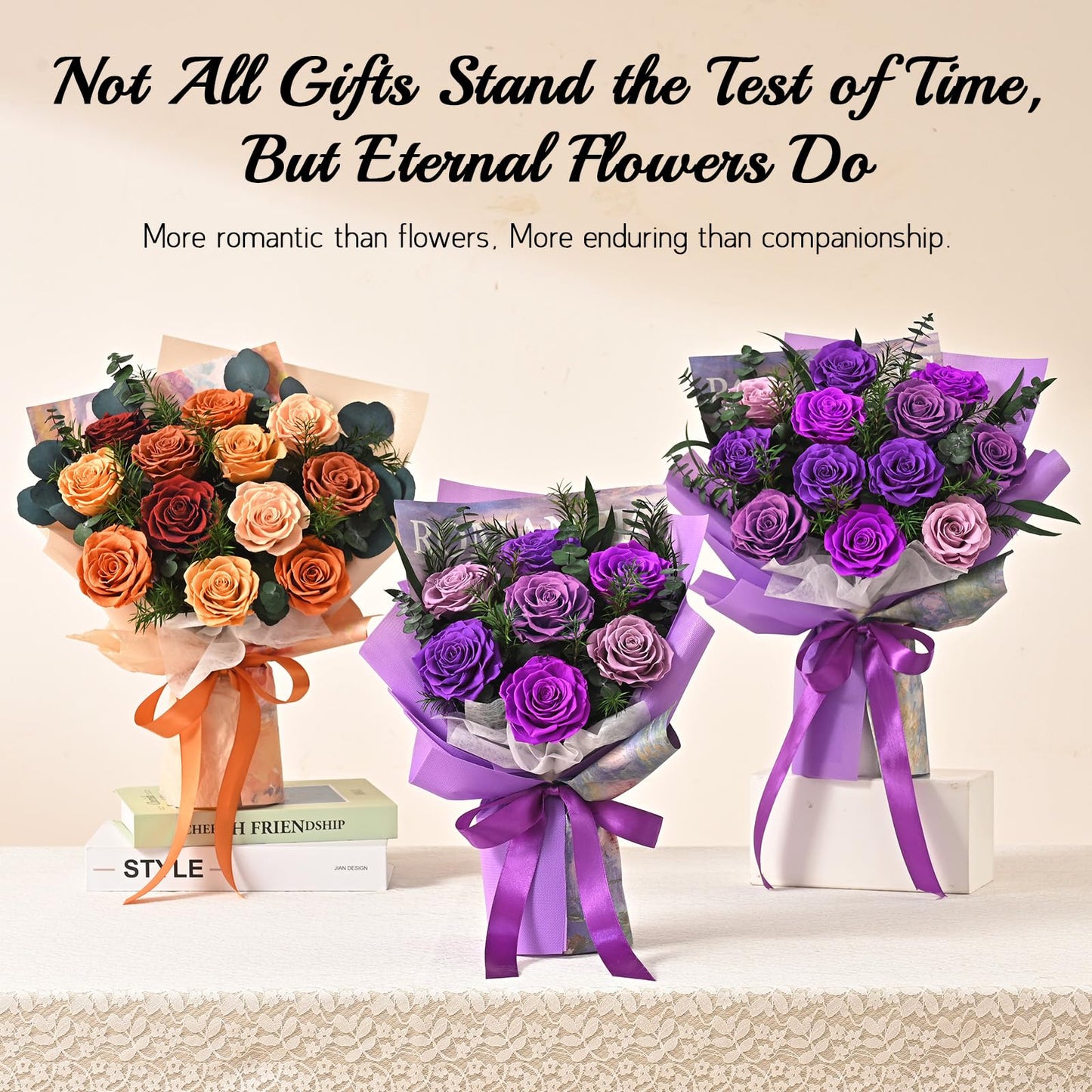 Flowers for Delivery Prime 7 Roses, Mothers Day Flowers for Mom, Mothers Day Gifts, Forever Preserved Purple Flower Bouquet Eternas Rose Birthday Gifts for Women Gf Gifts Wedding Anniversary