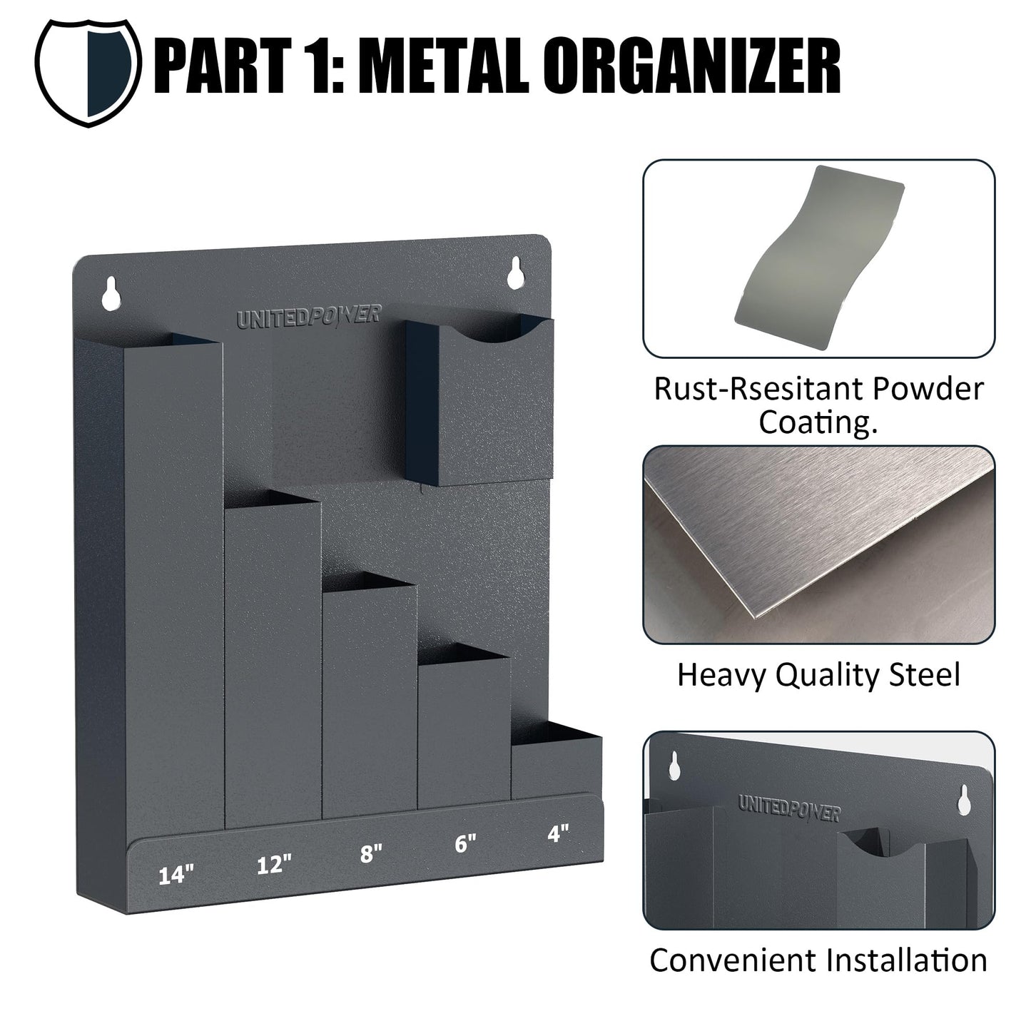 UNITEDPOWER Cable Tie Holder, Wall Mount Storage Rack Organizer for Workshop, Shed, Garage, Home, Fit Various Lengths Zip Tie