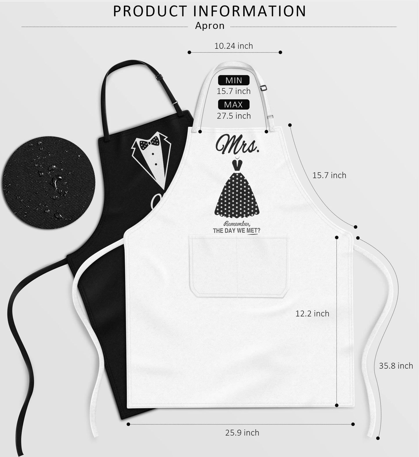 CITTA Mothers Day Gifts for Women Mom Her, Mr and Mrs Aprons for Couples Gifts - Anniversary, Bridal Shower, Wedding, Engagement gift for Couples, His and Her, 8 Pack Kitchen Cooking Apron Gift Set