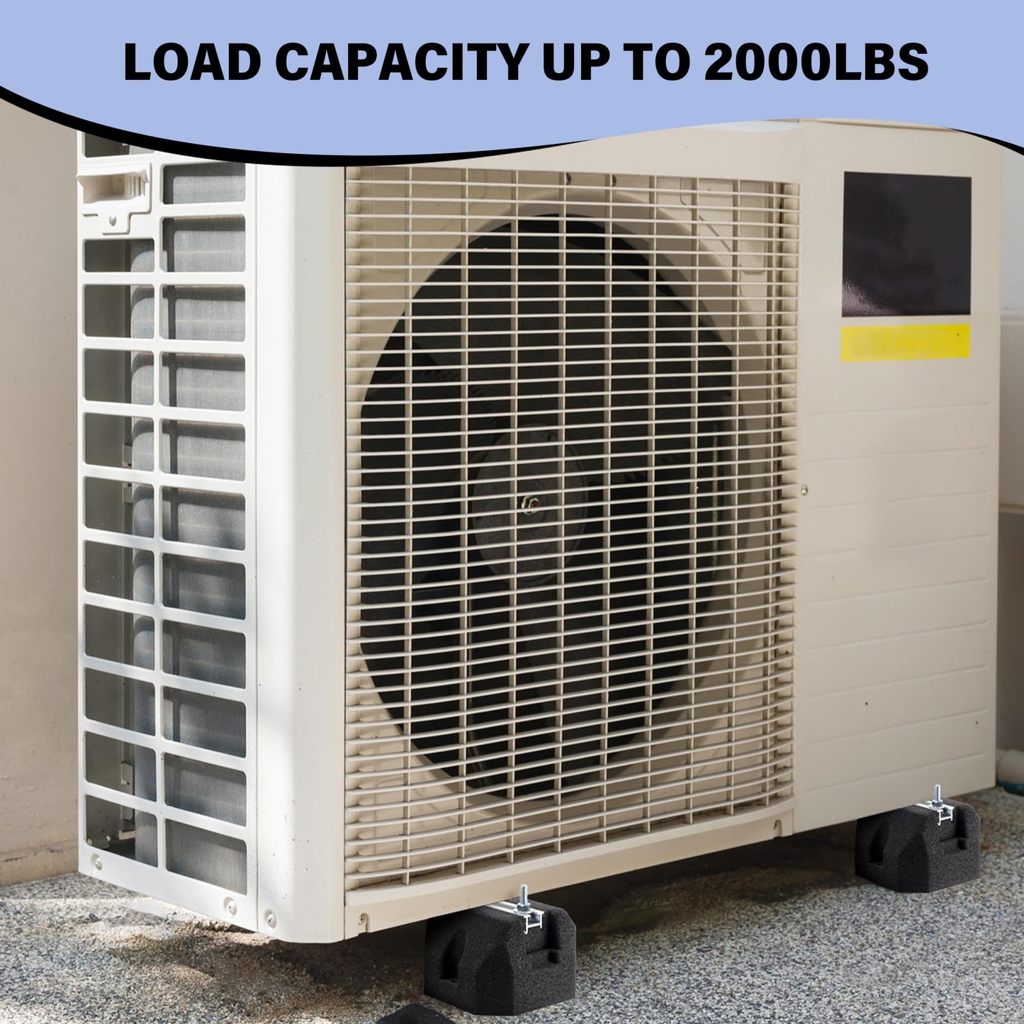 4 Pack Floor Mounting Base Kit for Mini Split Air Conditioner Condensers Heat Pump System, Mini Split Rubber Feet, Heavy-Duty Rubber Anti-Vibration Isolator Mounting Bracket Support Up to 2000 LB