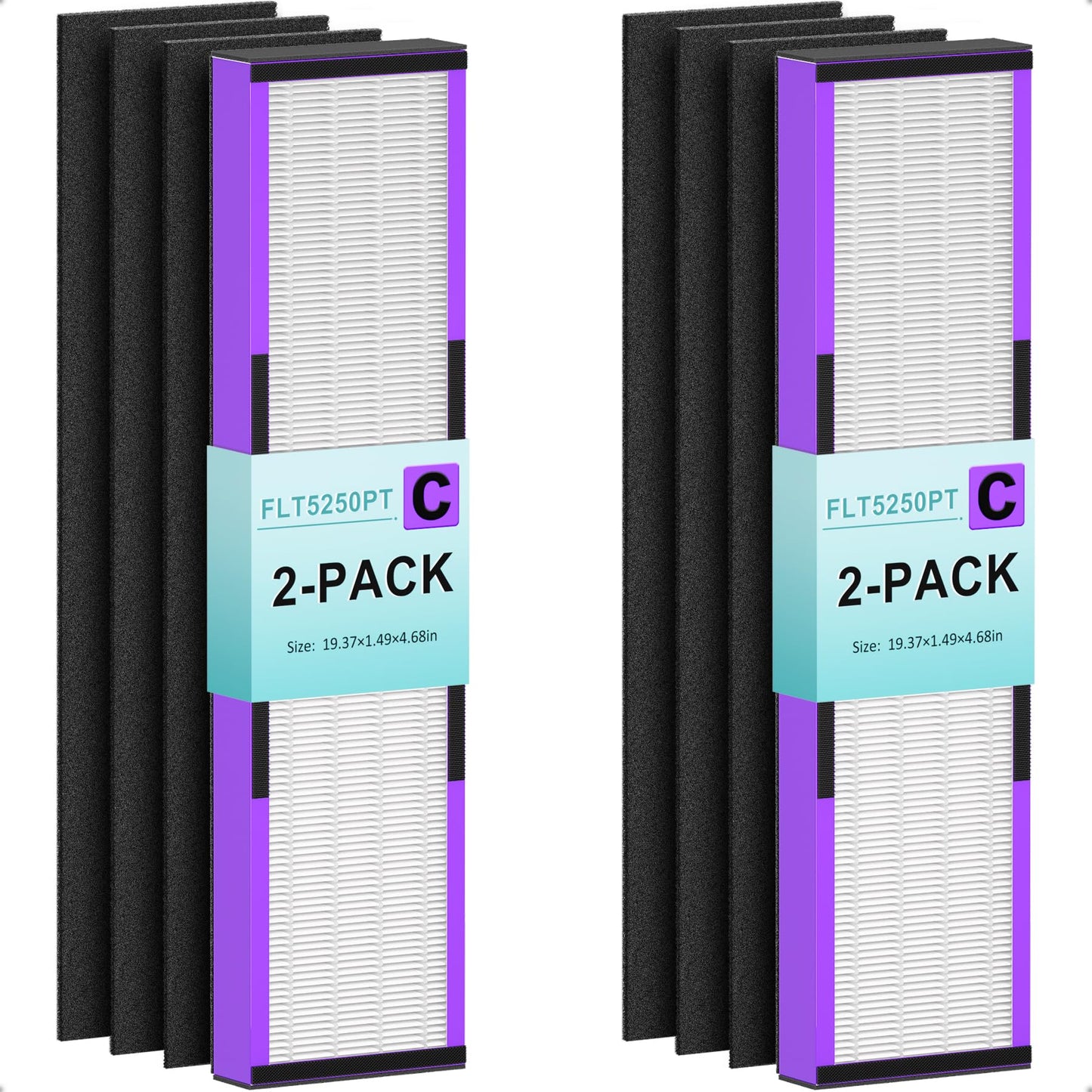 2 Pack FLT5250PT Filter C Pet, Ture HEPA Replacement Filter, Compatible with G-Guardian Air Purifier AC5000, AC5000E, AC5250PT, AC5350B, AC5350BCA, AC5350W, AC5300B, 2 HEPA Filter and 6 Pre-Filters.