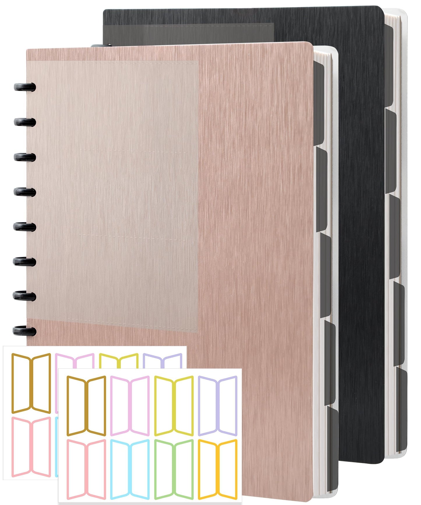 Yoment 2 Pack Discbound Notebook Refillable 5 Subject Notebook 8.6" x 12" Customizable Spiral Journal with Removable Pages 120 Disc Planner with Dividers & 12 Tabs for Work Meeting School