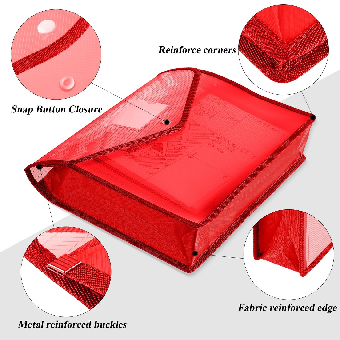 10 Pieces Plastic File Folders Envelope Expanding File Wallet Organizer Documents Folder with Snap Closure and Pocket, A4 Size Waterproof Transparent Pouch(Red,Horizontal)