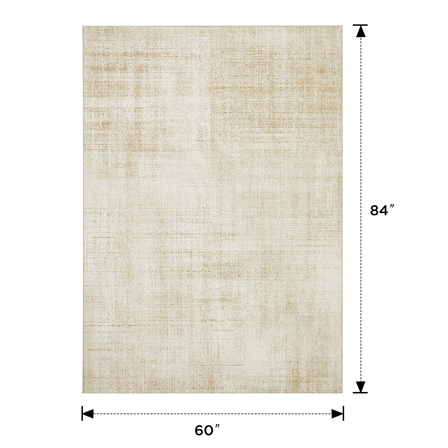 Joydeco 5x7 Area Rugs for Living Room, Machine Washable Vintage Area Rugs, Low Pile Non Slip Carpet, Lightweight Chenille Print Rug for Bedroom, Dining Room, Home Office, Beige