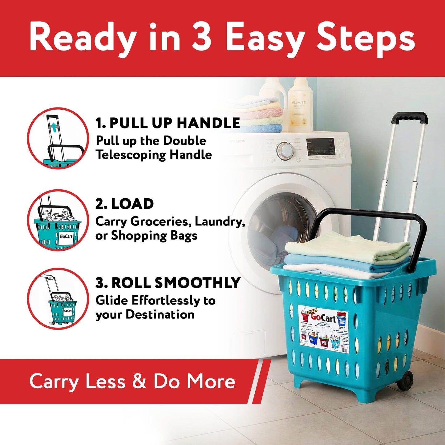 dbest products GoCart,Teal Grocery Cart Shopping Laundry Basket on Wheels
