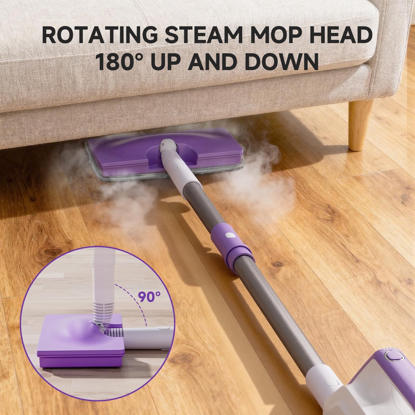 AAOBOSI Steam Mop, 1300W Powerful Detachable Handheld Steamer with 350ml Tank, 11 Multi-purpose Accessories, 23FT Power Cable, Steam Mops for Floor Cleaning, Tiles, Windows, Carpets, Furniture