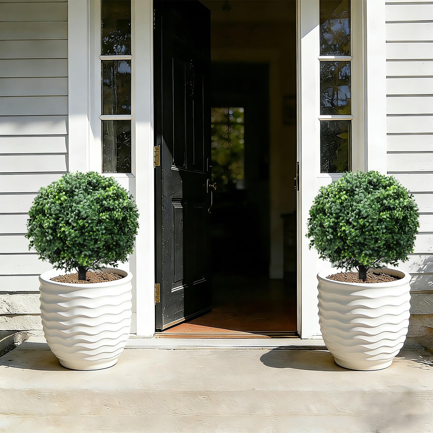 26-Inch Artificial Topiary Boxwood Ball Trees (Set of Two) – Lifelike, UV-Resistant Decor for Indoor & Outdoor Use – Enhance Your Space with Vibrant Greenery