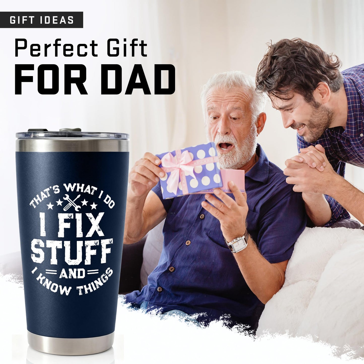 Fathers Day Gift for Dad from Daughter, Son - Birthday Gifts for Men, Dad, Him, Handyman, Grandpa - Dads Birthday Gift Ideas - Cool Mens gifts Ideas, Mens Birthday Gift Ideas - Men Tumbler 20Oz