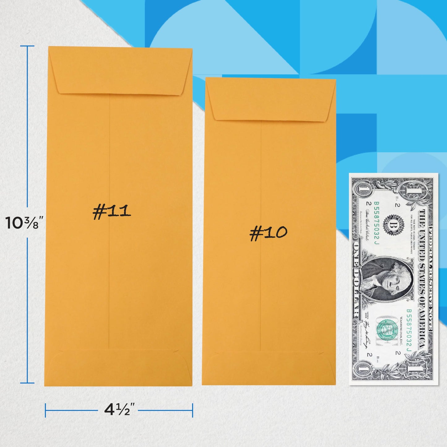 Guardian #11 Paper Shipping Policy Envelopes with Gummed Flaps, Pack of 500 Blank Envelopes for Documents, Statements, Legal Papers, Reports, Invoices, and More, 4 ½ Inches x 10 ⅜ Inches, Brown