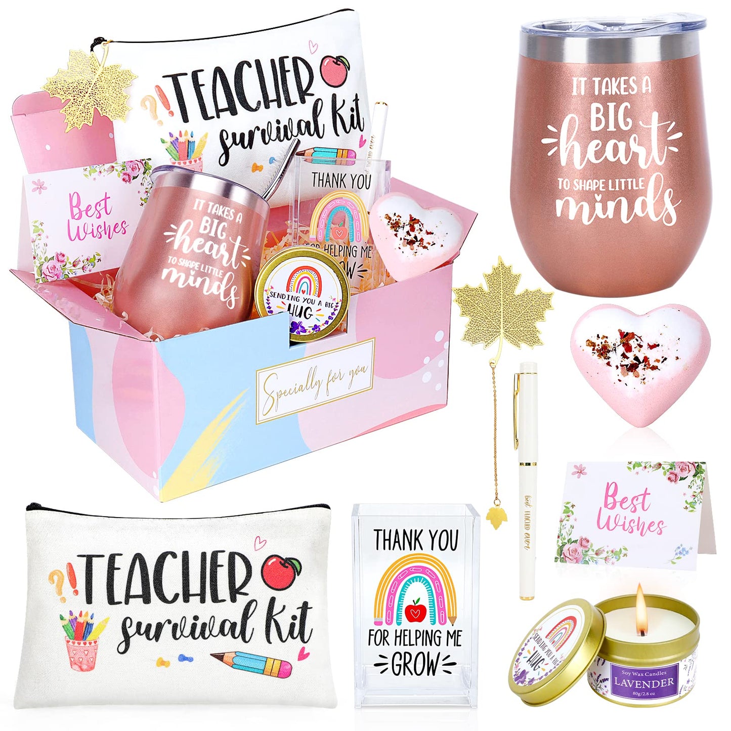 NaiCeay Best Teacher Appreciation Gifts for Women, Back to School, Christmas, Valentine's Day Gifts for New Teacher-12 oz Tumbler Set
