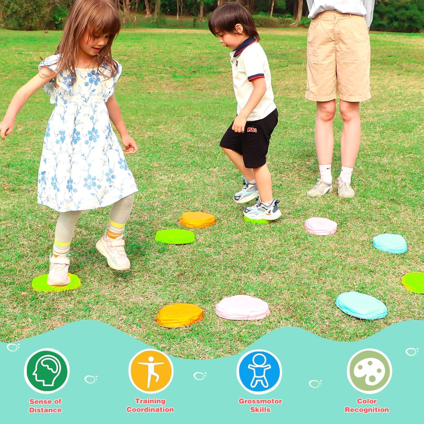 10-Pack of Stepping Stones for Kids - Soft, Non-Slip, Comfortable Balance Stone - Suitable for Toddlers and Children Aged 3+, Suitable for Indoor and Outdoor Use