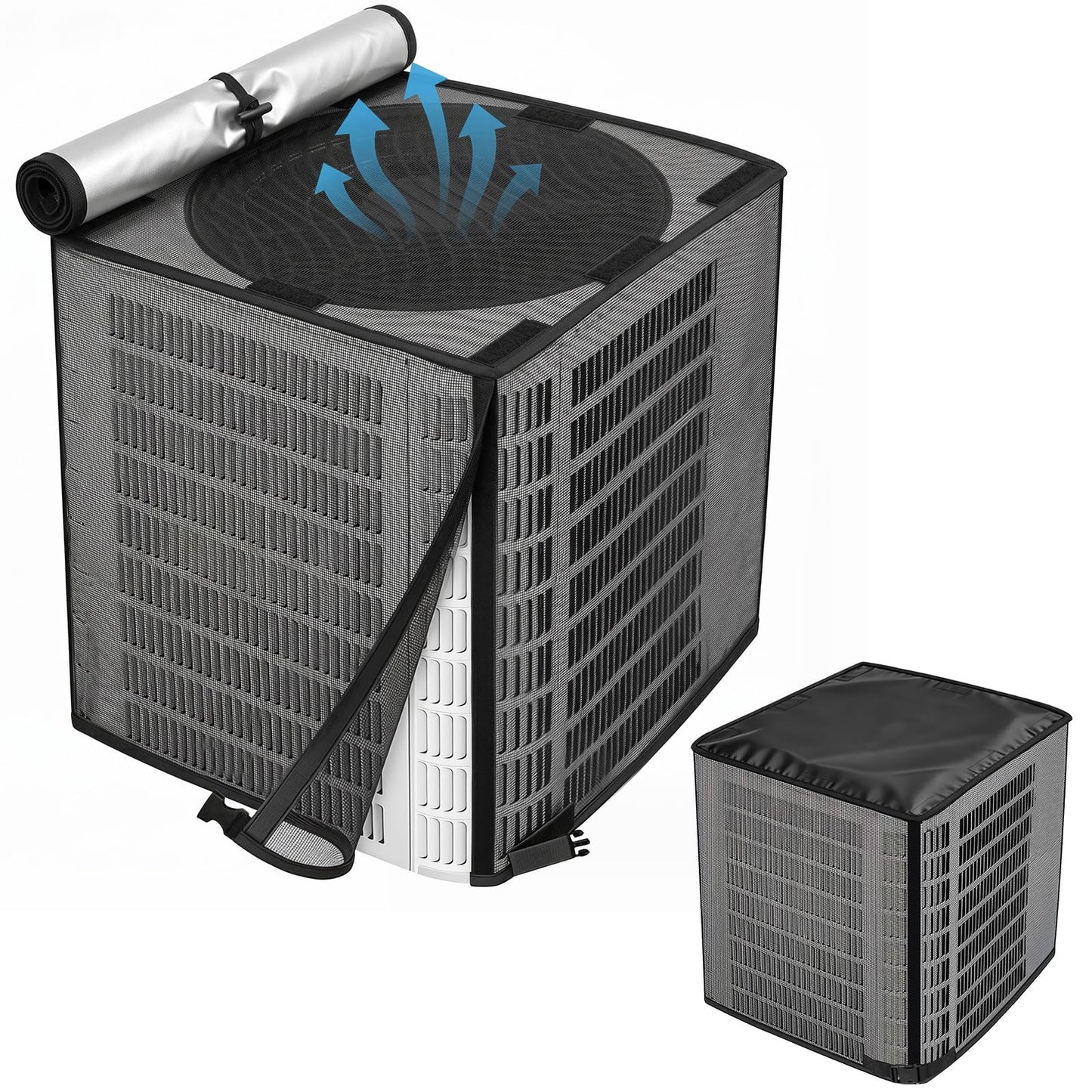 STARTWO 2 in 1 Full Mesh Air Conditioner Covers for Outside with Detachable Waterproof Fabric Top,All Season Outdoor AC Units Cover Against Leaves,Debris,Ice,Snow,36x36x40in