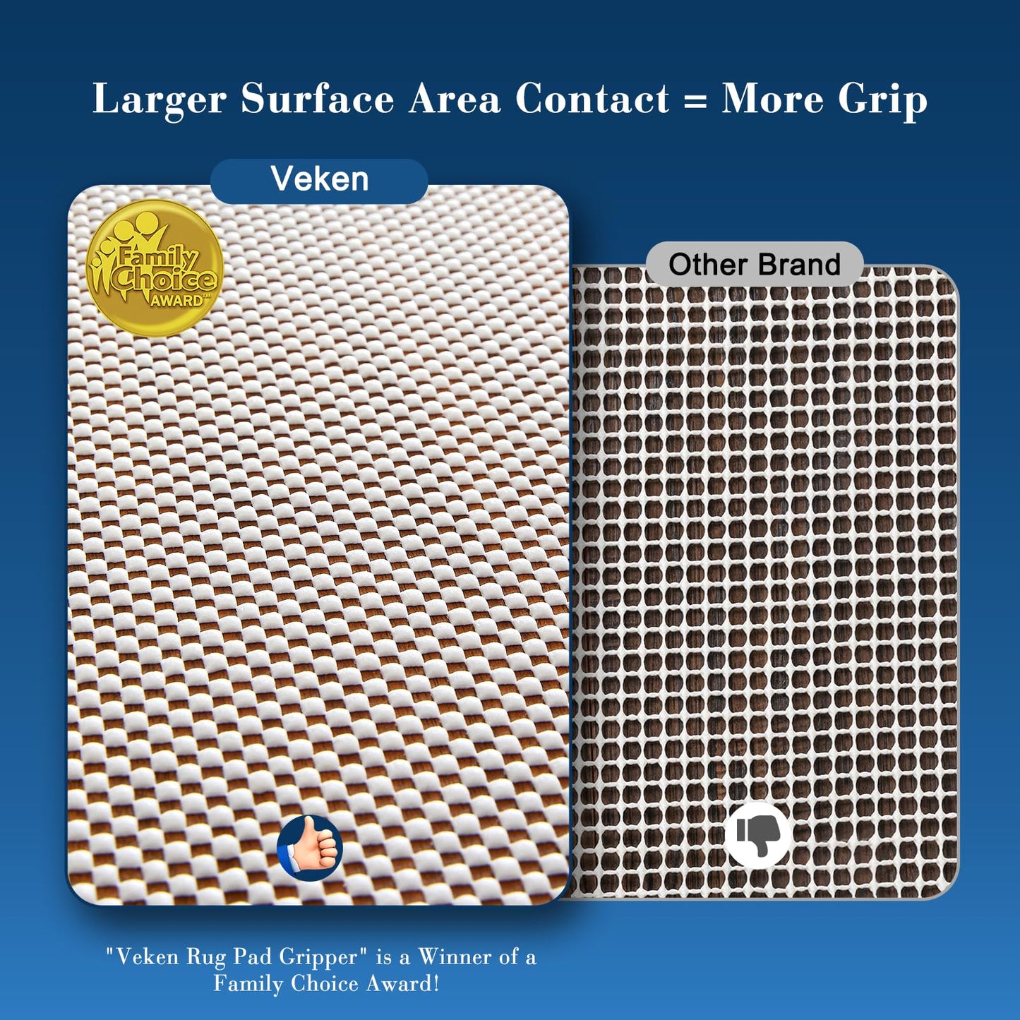 Veken 6x9 Ft Rug Pad Gripper for Hardwood Floors, Non Slip Rug Pads for Area Rugs, Thick Rug Grippers for Tile Floors, Under Carpet Anti Skid Mat, Keep Your Rugs Safe and in Place