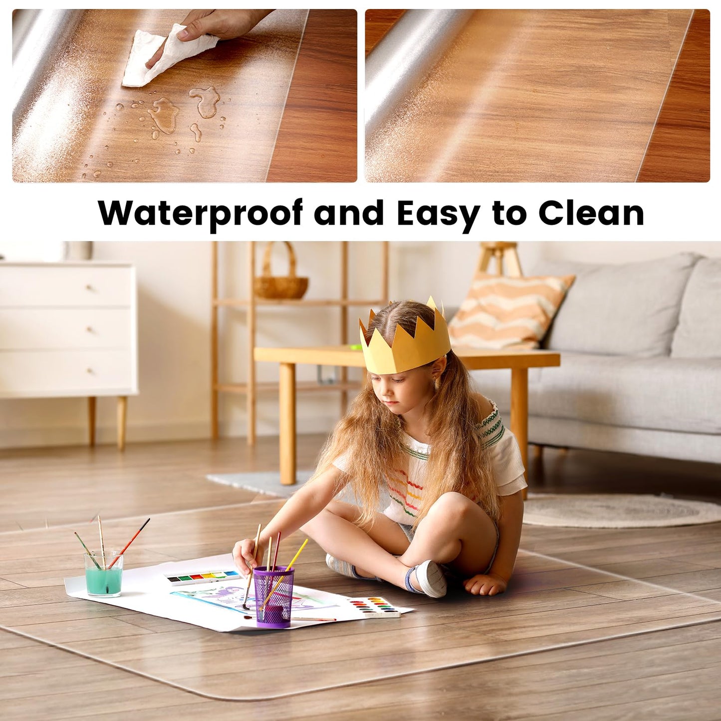 Office Chair Mat for Hardwood Floor: 63"x 51" Extra Large Floor Mat for Rolling Chair and Computer Desk, Clear Chair Mat Heavy Duty Plastic Protector for L Desk, Home, Gaming Easy Glide
