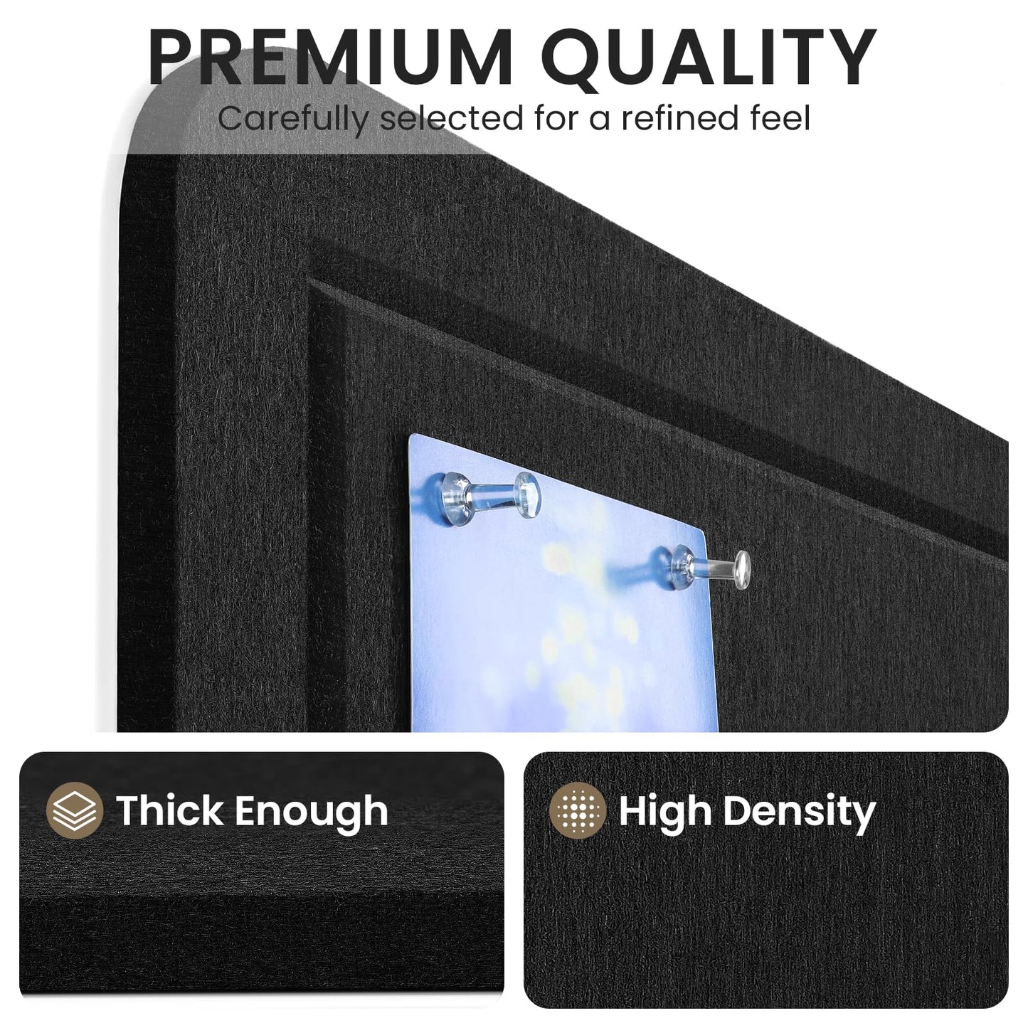 Large Bulletin Board, 48 X 35 Inches Felt Cork Board with 40 Pushpins, Foldable Felt Notice Pin Board Photo Display Board with Self-Adhesive Tape for Office Home School (Black, 48x35 inch)