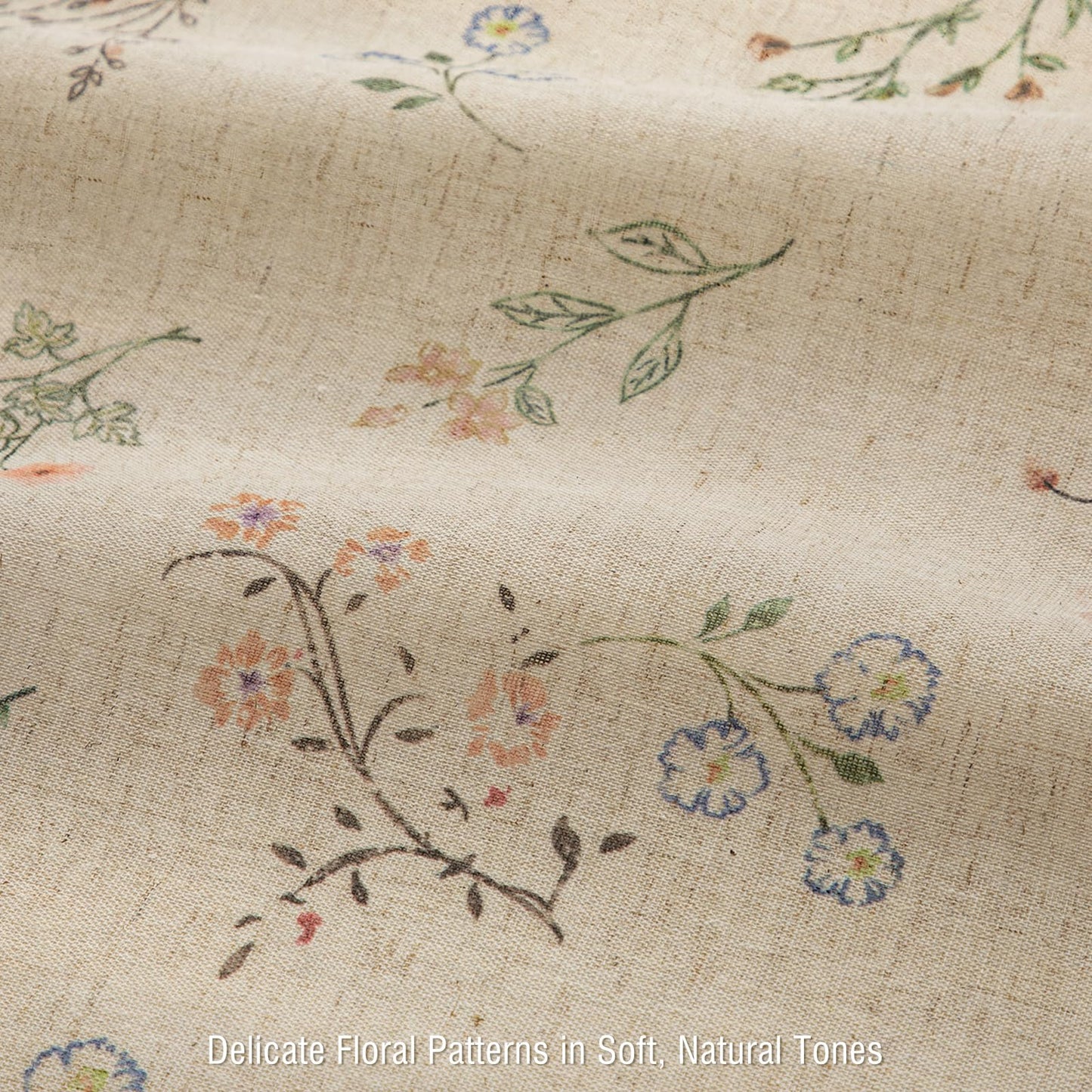 XOGUIBO Floral Farmhouse Vintage Linen Shower Curtain, French Country Spring Shower Curtains for Bathroom, 72Wx72H