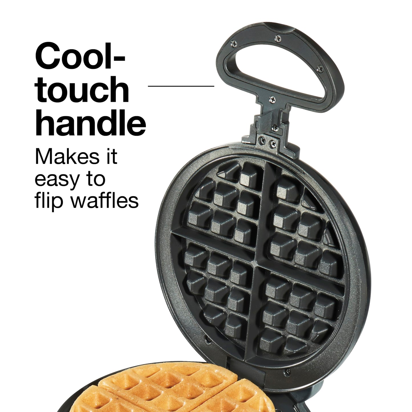 Proctor Silex Belgian Waffle Maker with Nonstick Plates, Single Flip, Cool-Touch Handle and Removable Drip Tray for Easy Cleanup Black (26090PS)