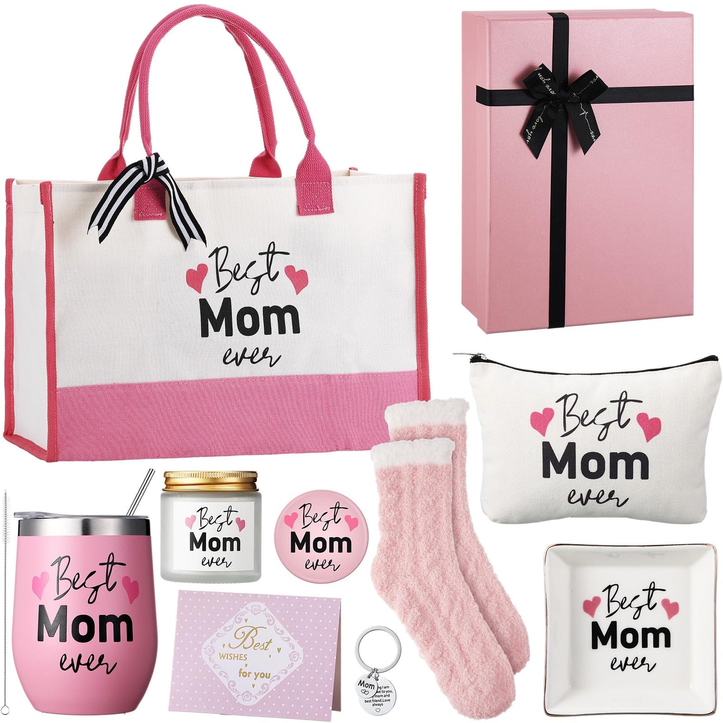 Locmeo 10 Pcs Mothers Day Gifts for Mom Unique Mothers Day Gift Basket Best Mom Ever Gift Box Set from Daughter Son Husband for Women Wife Grandma Birthday