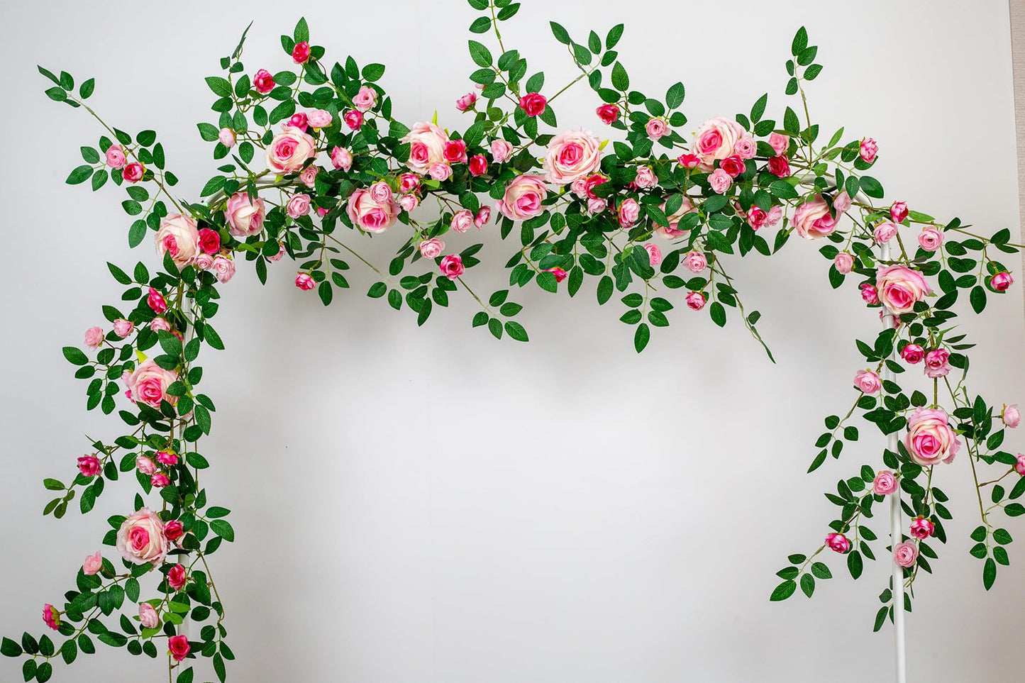 2 PCS 12FT Bendable Flower Garland, Artificial Rose Vine Hanging Floral Garland Decoration for Weding Home Room Wall Decor (Pink)