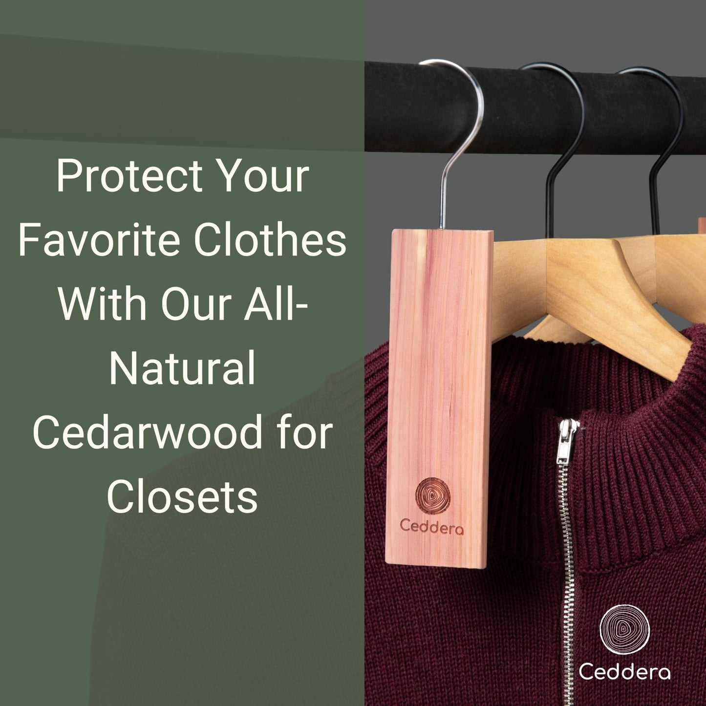 Ceddera Cedar Hang Ups 14 Pack | Natural Cedar Blocks for Clothes Storage | Eco Friendly Cedarwood for Closets | Moth Ball Alternative