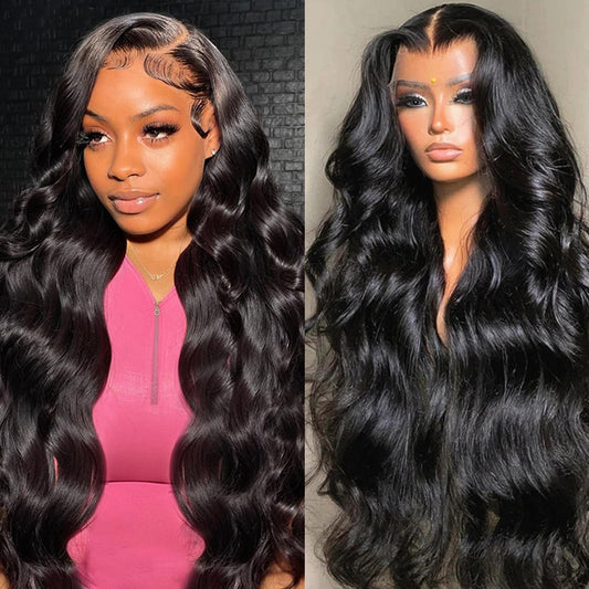 13x6 Lace Front Wigs Human Hair 200 Density Body Wave HD Lace Front Wigs Human Hair 13x6 HD Lace Frontal Glueless Wigs Human Hair Pre Plucked Brazilian Virgin Wig for Women (28 Inch)