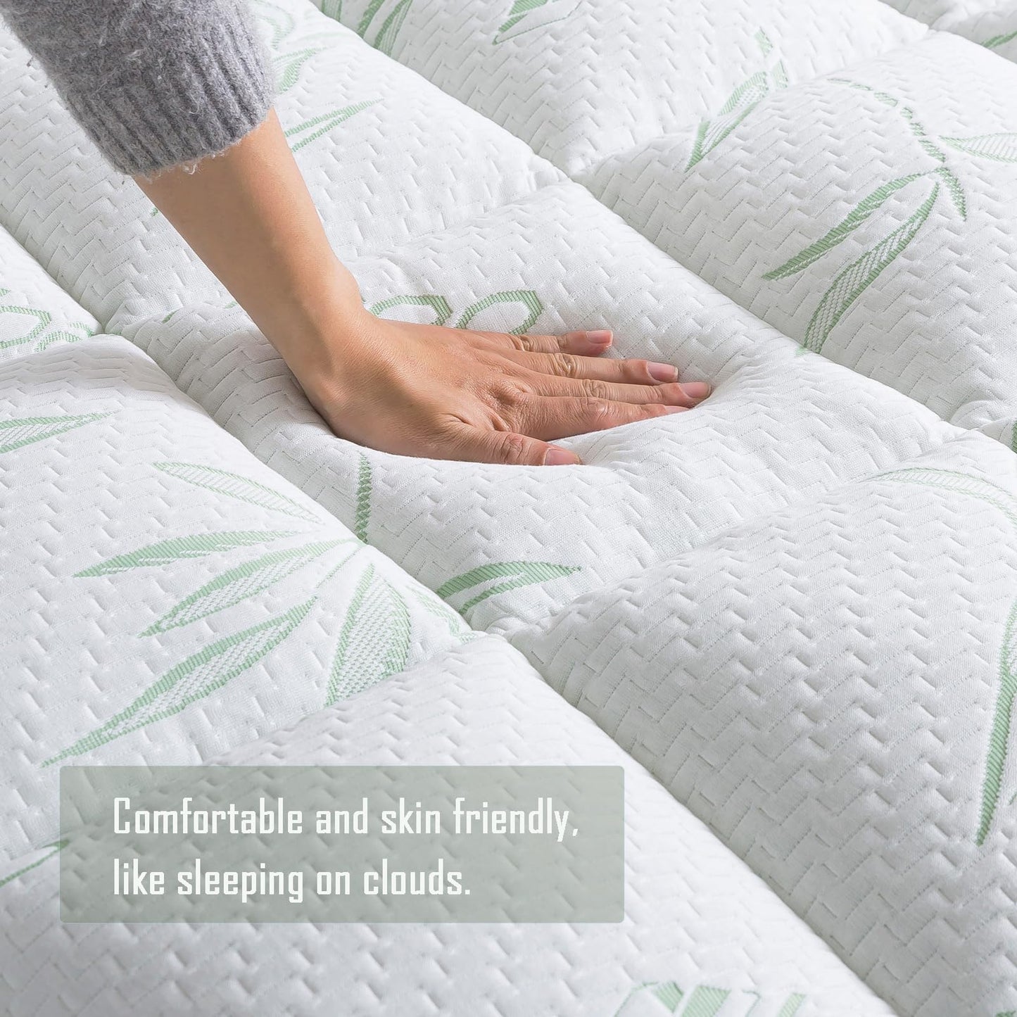 WhatsBedding Queen Mattress Topper, Soft Pillow Top Mattress Topper with Deep Pocket Fits 8–21 Inch,7D Spiral Fiber Filling, Bamboo Viscose Air Layer Mattress Topper Queen.