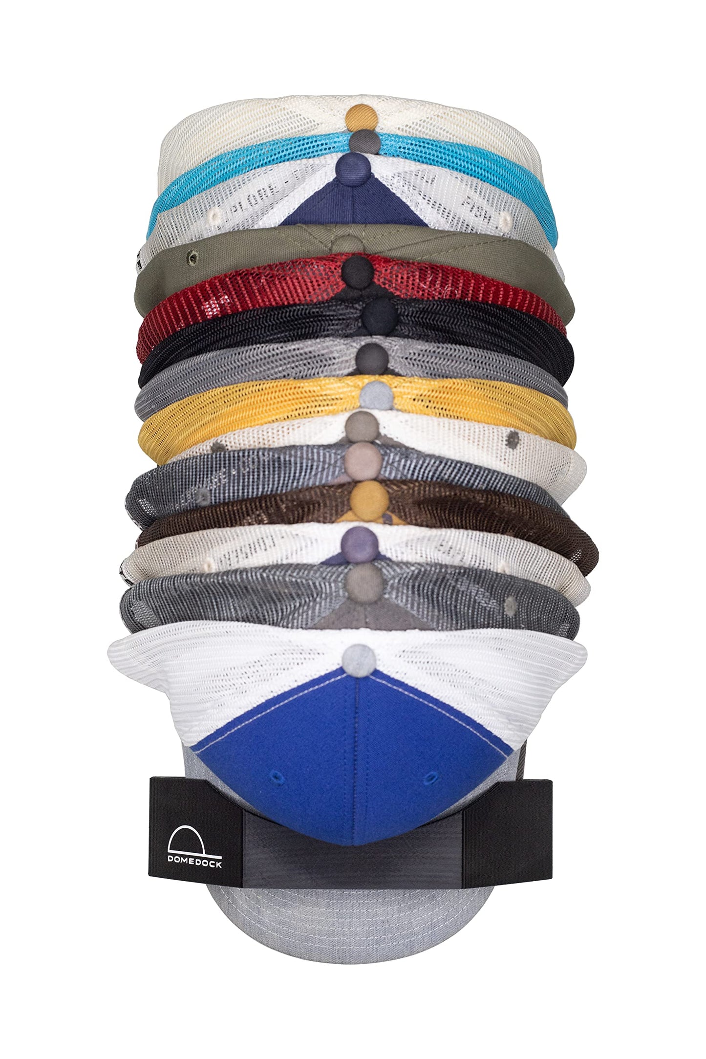 Dome Dock The Original USA-Made Hat Rack and Compact Hat Organizer for Wall Installation, 20 Hat Capacity, Black (2 Pack)