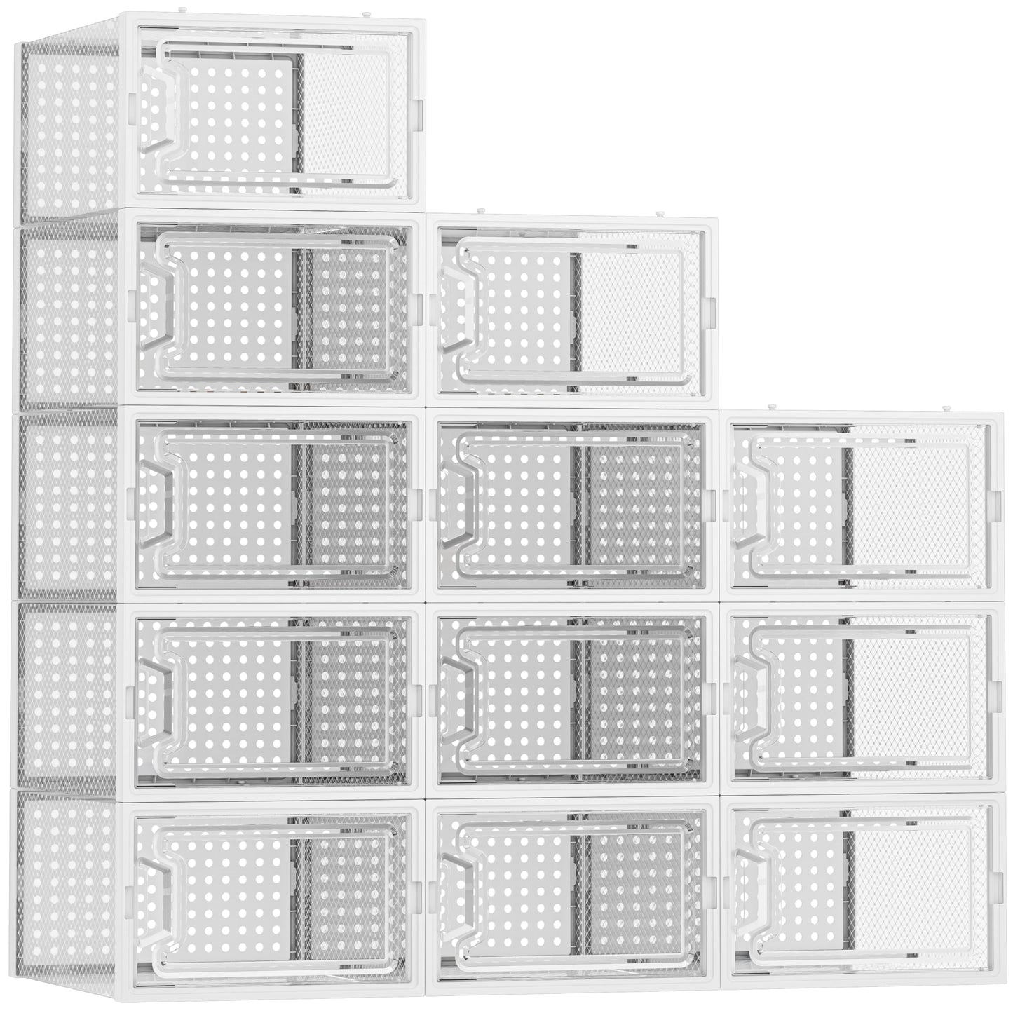 HOMIDEC Shoe Storage, 12 Pack Shoe Organizer for Closet, Shoe Boxes Clear Plastic Stackable Shoe Containers with Lids for Size 10