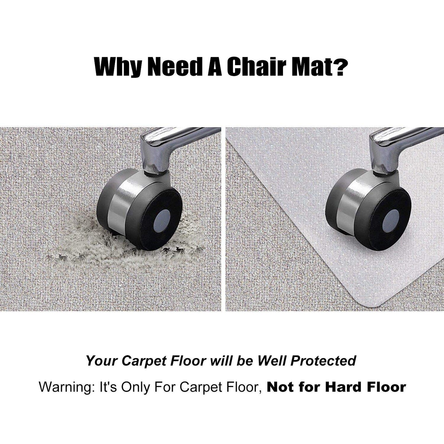 Kuyal Desk Chair Mat for Carpet, 36'' x 48'' Rectangle Transparent Mats for Chairs Good for Desks, Office and Home, Easy Glide, Protects Floors for Low and No Pile Carpeted Floors
