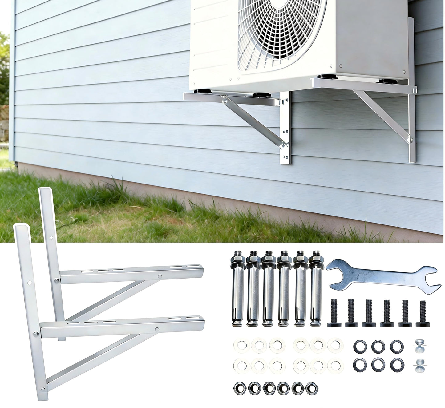 Stainless Steel Mounting Bracket for 9000-36000BTU Condenser Ductless Mini Split Air Conditioner Heat Pump Systems (Triangular)