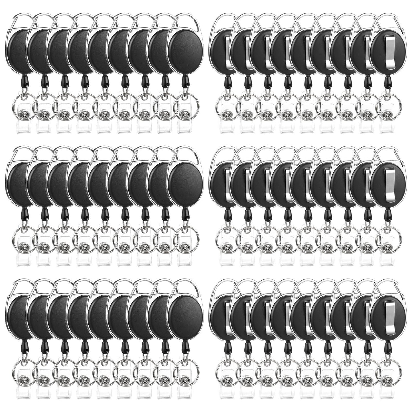 80 Pack Badge Reels Retractable ID Badge Holder with Carabiner Heavy Duty Badge Reel Clip and Key Chain for Work Office