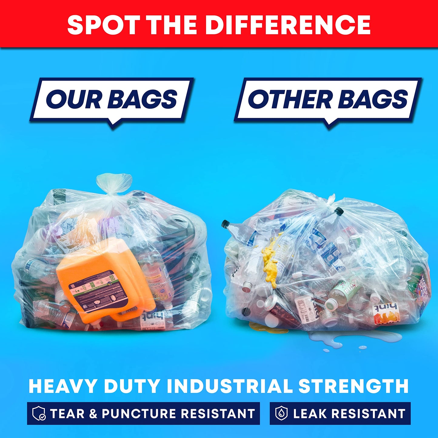 55-60 Gallon Trash Bags Heavy Duty, (MegaValue Pack 150 COUNT) Extra Large Clear 50-60 Garbage Bags, Bulk Trash Liners Perfect for Recycling, Office, Waste, Storage Use