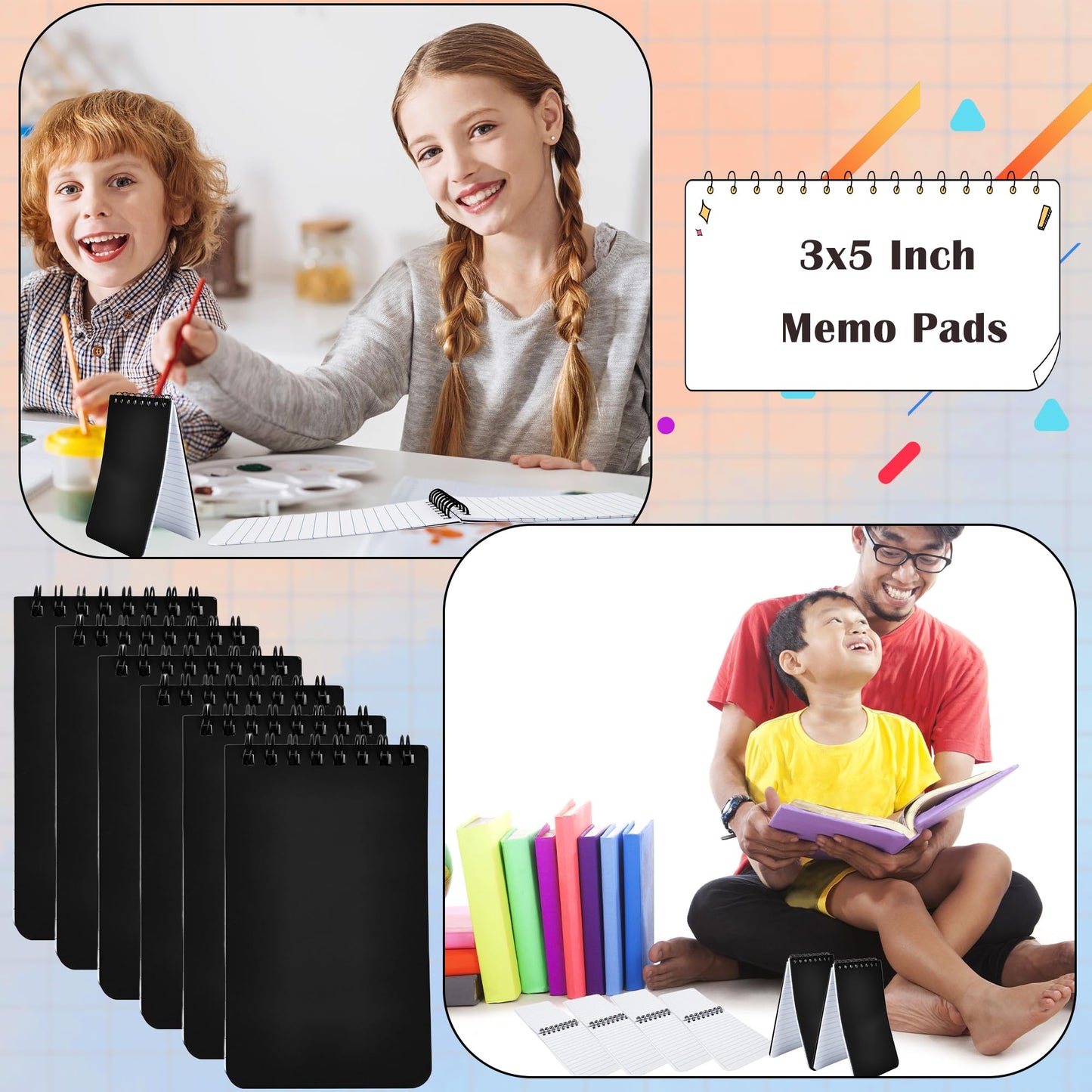 Spaluck 80 Pcs Mini Spiral Notebooks Bulk Black Pocket Notepads 3 x 5 Inch 60 Sheets/120 Pages Small Spiral Notepads for Kids School Classroom Office
