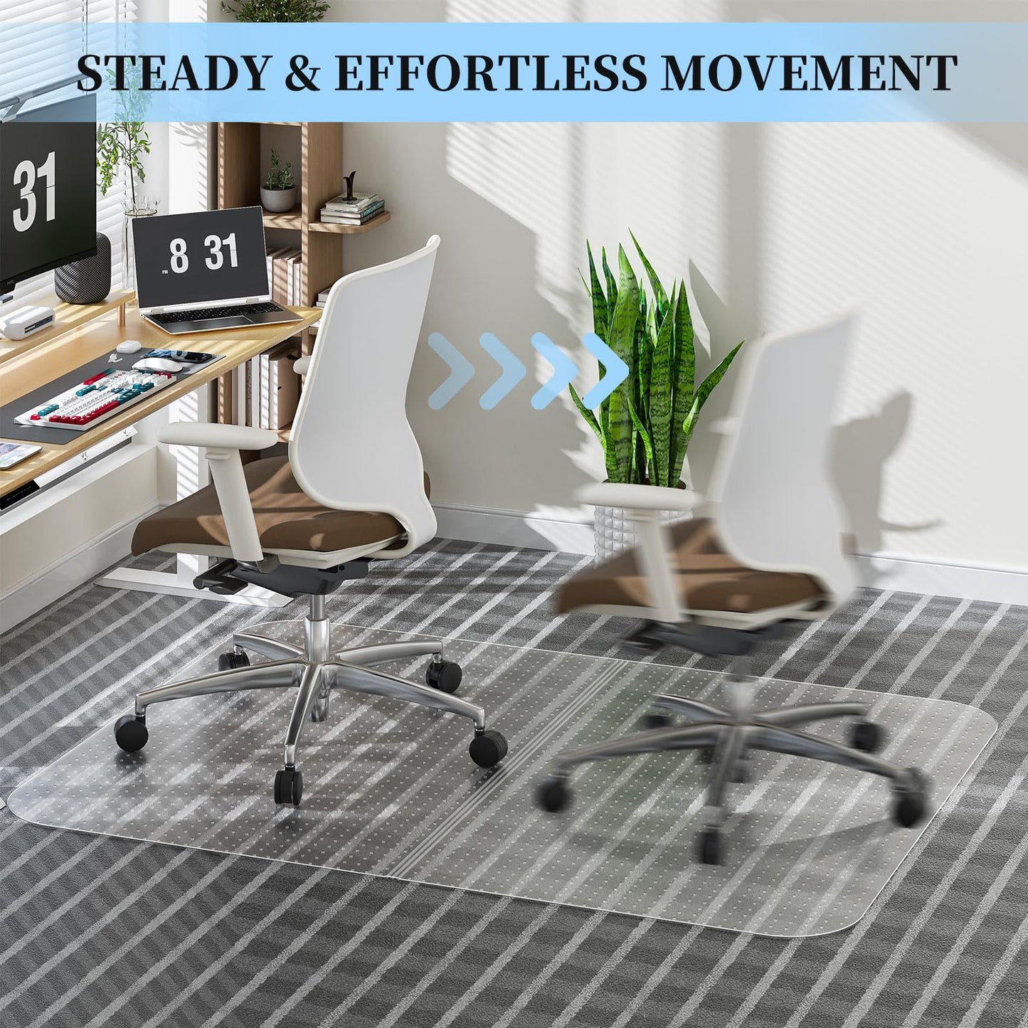Tonaus Office Chair Mat for Carpet - 48"×36" Foldable Carpet Chair Mat - Transparent 2.2mm Thick Floor Protection with Non-Slip Studded for Low Pile Carpets Shiped Flat
