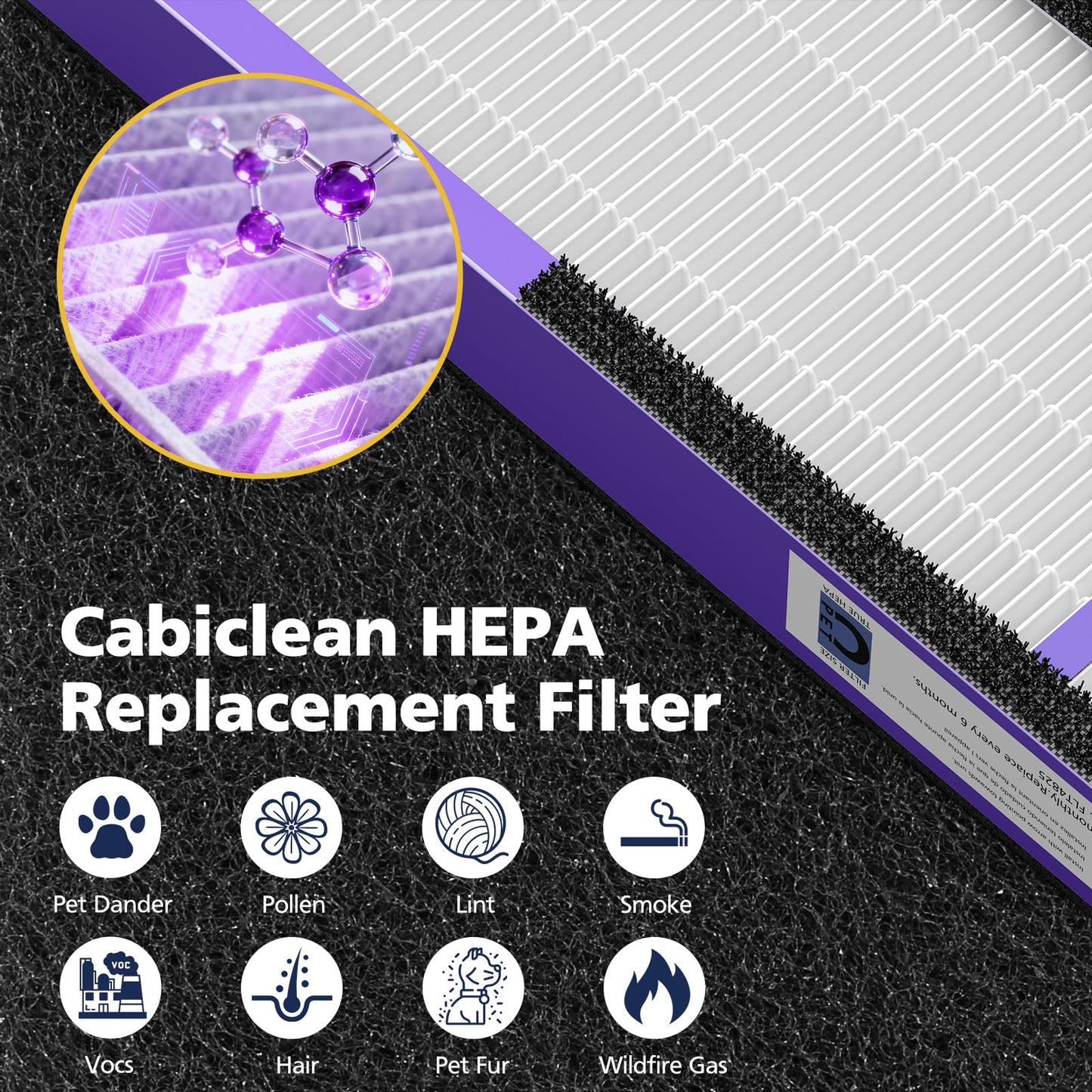3 Pack FLT5250PT HEPA Air Purifier Replacement Filter C with Pet Care Treatment for G-Guardian AC5250PT AC5000 AC5000E AC5300B AC5350W AC5350B CDAP5500, 3 HEPA Filter with 6 Carbon Pre-Filter