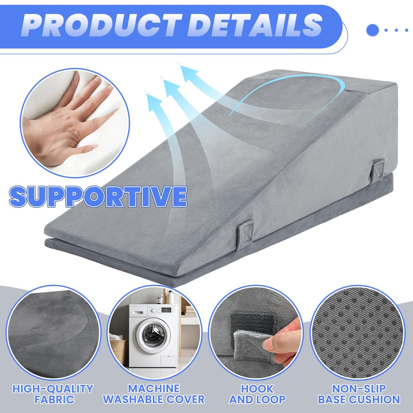 2 Adjustable Heights Leg Elevation Pillows for After Surgery, Knee Replacement Recovery Aids, Bone Foam Knee Surgery Pillow Replacement for Hip Ankle Pain Relief