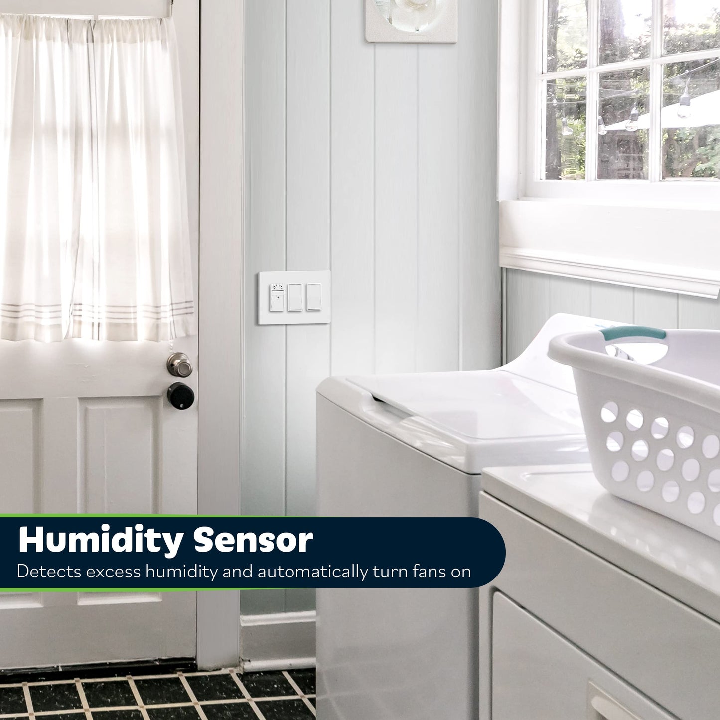 TOPGREENER Humidity Sensor and Fan Control Switch, Ventilation Fan Humidity Sensor Switch, Neutral Wire Required, TDHS5, 2-Pack (Wall Plate Included)
