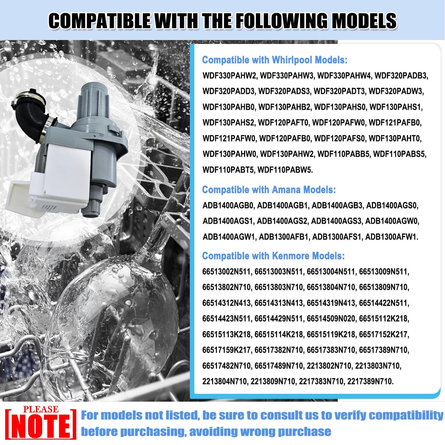 W11612326 Dishwasher Circulation Pump - W10805386 Dishwasher Pump Motor Assembly Replacement Parts W10879262 W11521435
