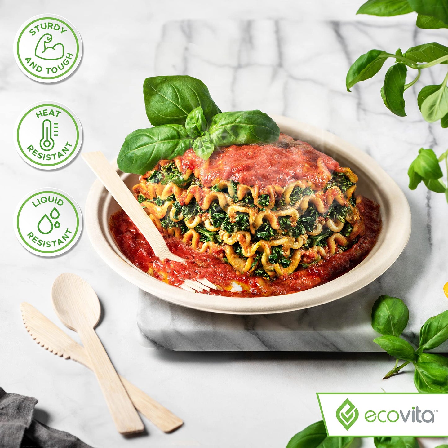 100% Bamboo Forks Spoons Knives Cutlery Combo Set - 380 Large Compostable Disposable Utensils (7 in.) Eco Friendly Durable and Tree Free Alternative to Wooden Silverware with Convenient Tray