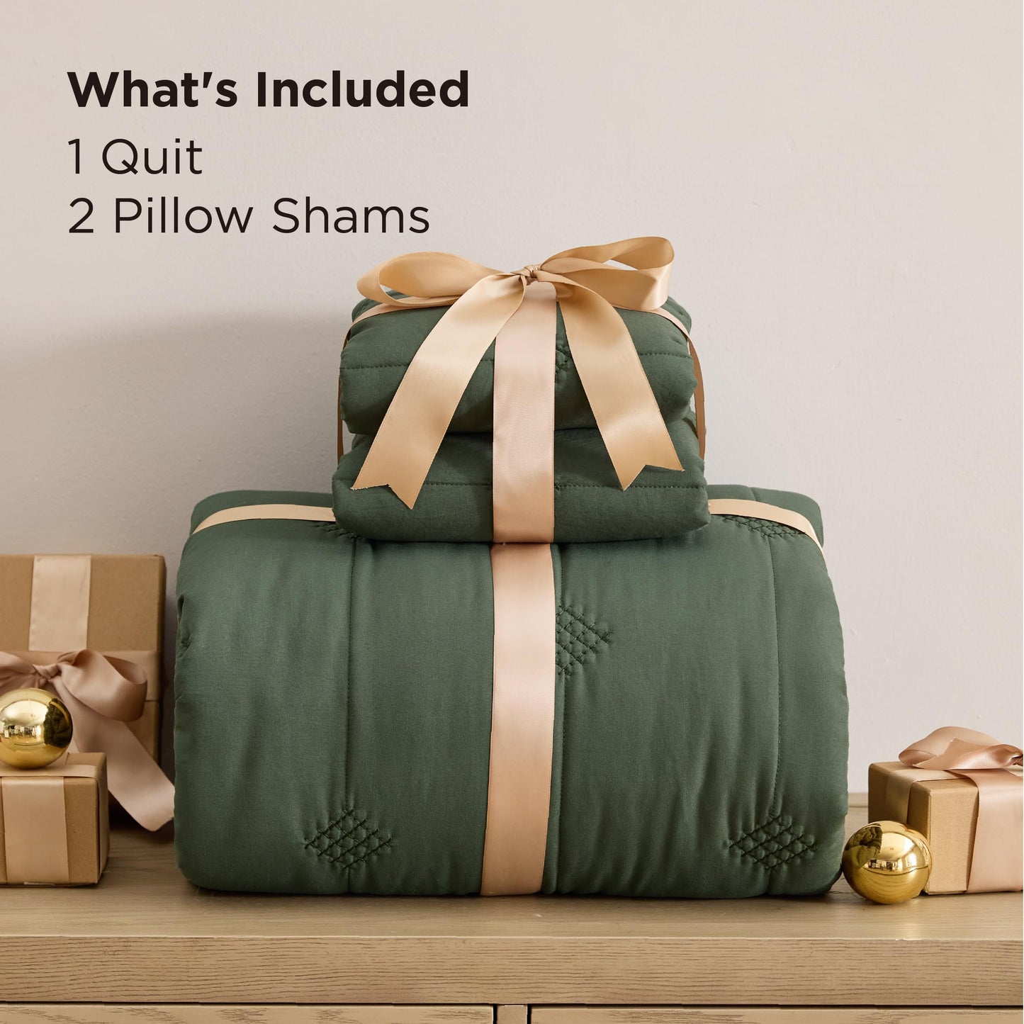 Bedsure Queen Quilt - Prewashed Extra Soft Cotton-Like Polyester Quilts Queen Size, Lightweight Comforter, Includes 1 Quilt 90x96 Inches with 2 Shams, Machine Washable, Dark Green