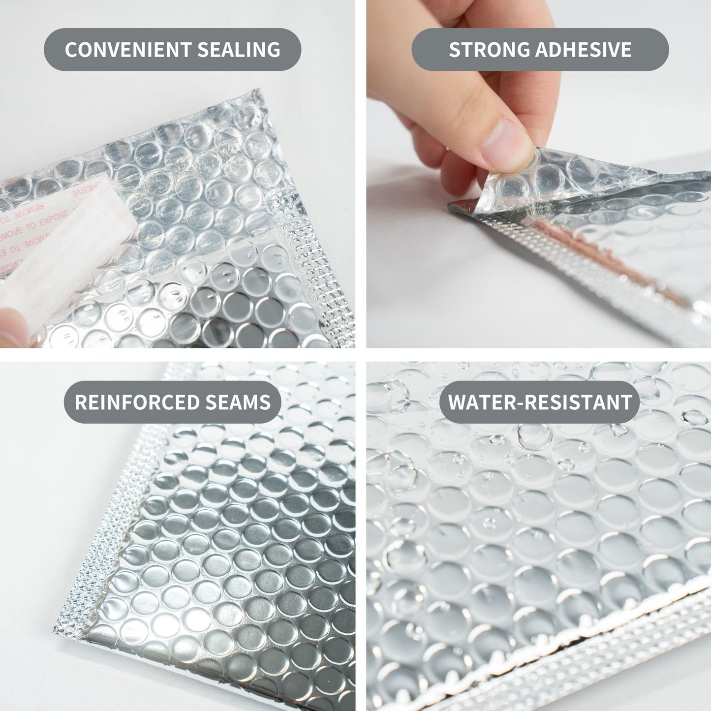 50 Pack 6x8 Inch Thermal Insulated Bubble Mailers for Cold Shipping, Metallic Silver Foil Padded Envelopes, Self-Seal Water-Resistant Cushioned Shipping Bags