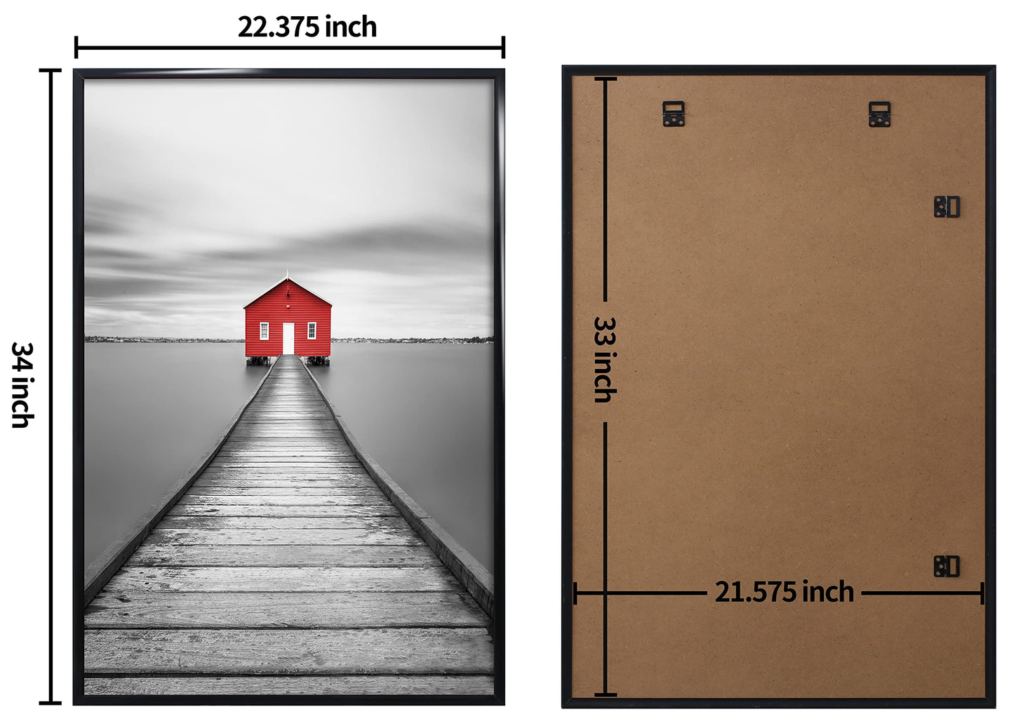 ELSKER&HOME 22.375 x 34 Poster Frame 3 Pack, Black Picture Frame for Horizontal or Vertical Wall Mounting, Sturdy and Scratch-proof