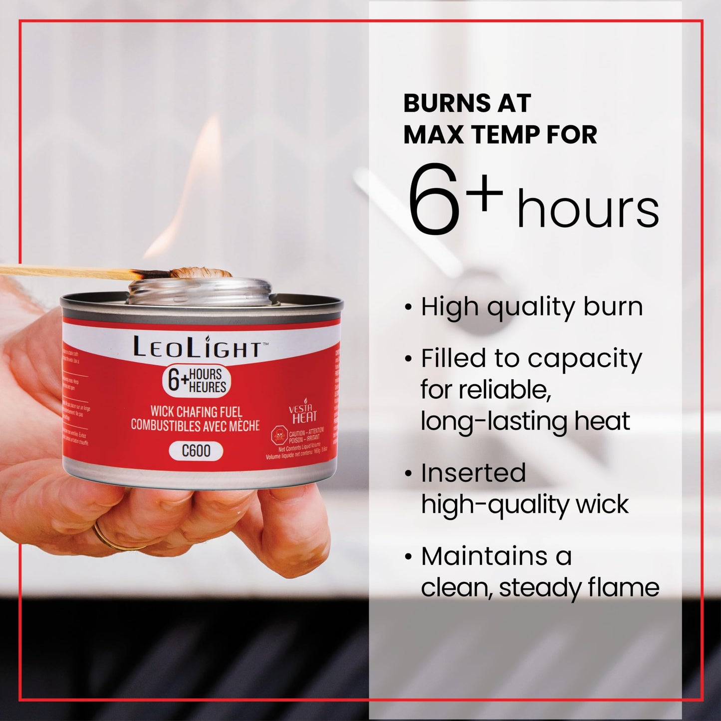 12 Pack Chafing Fuel 6 Hour Burn – Odorless, Smokeless & Spill-Proof Wick, 7oz Food Warmer Fuel for Chafing Dish Sets, Catering Events, Buffets, Parties & Weddings, LeoLight Cans